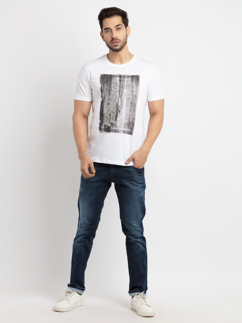 Status Quo Mens Slim Fit Washed Denim