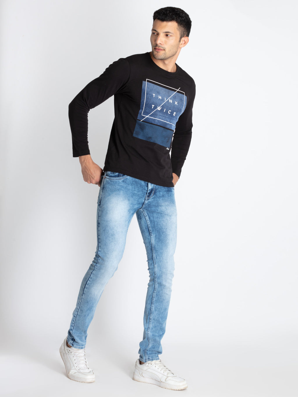 Mens Slim Fit Ligh Washed Denim