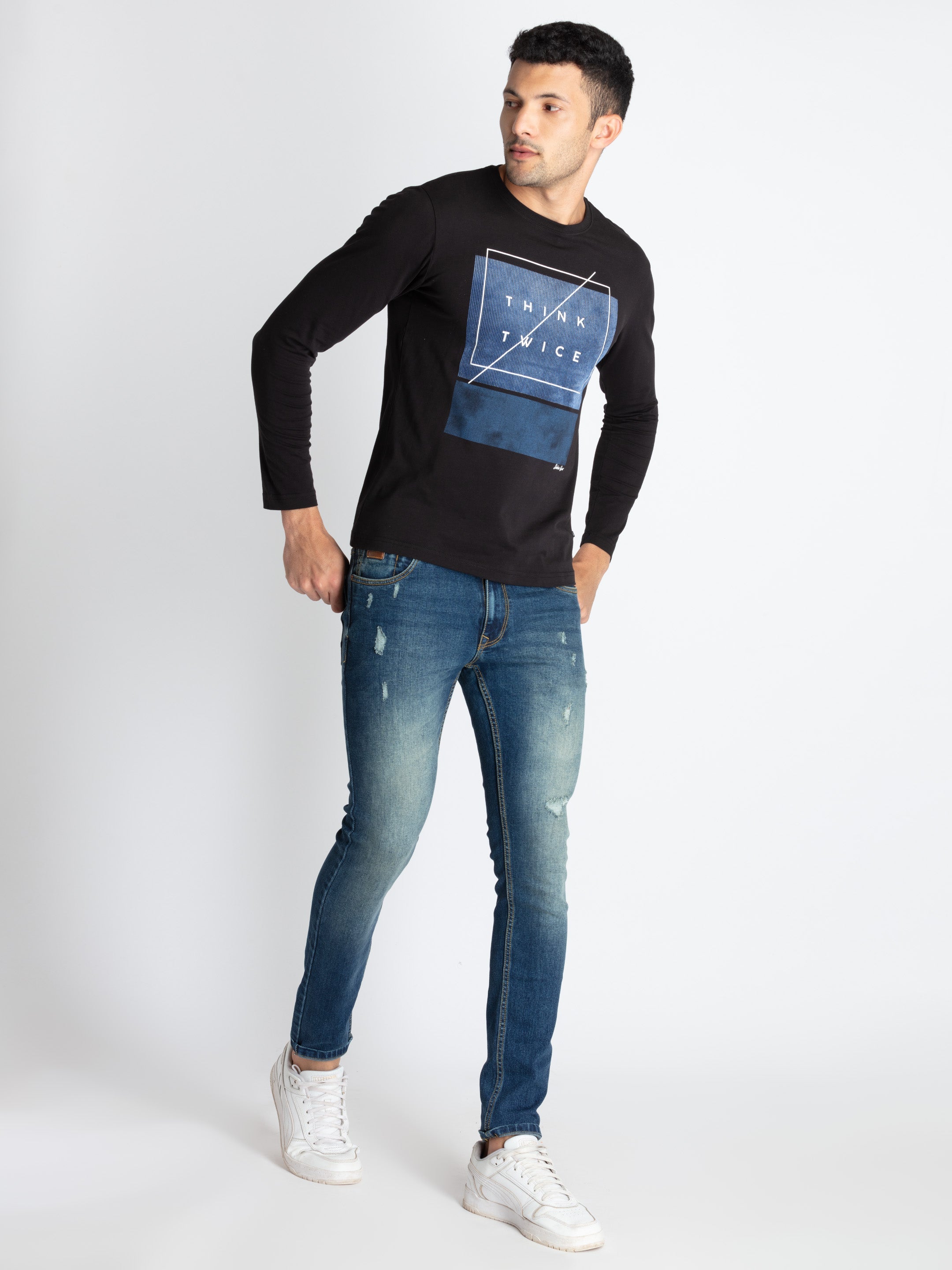 Mens Slim Fit Ligh Washed Denim