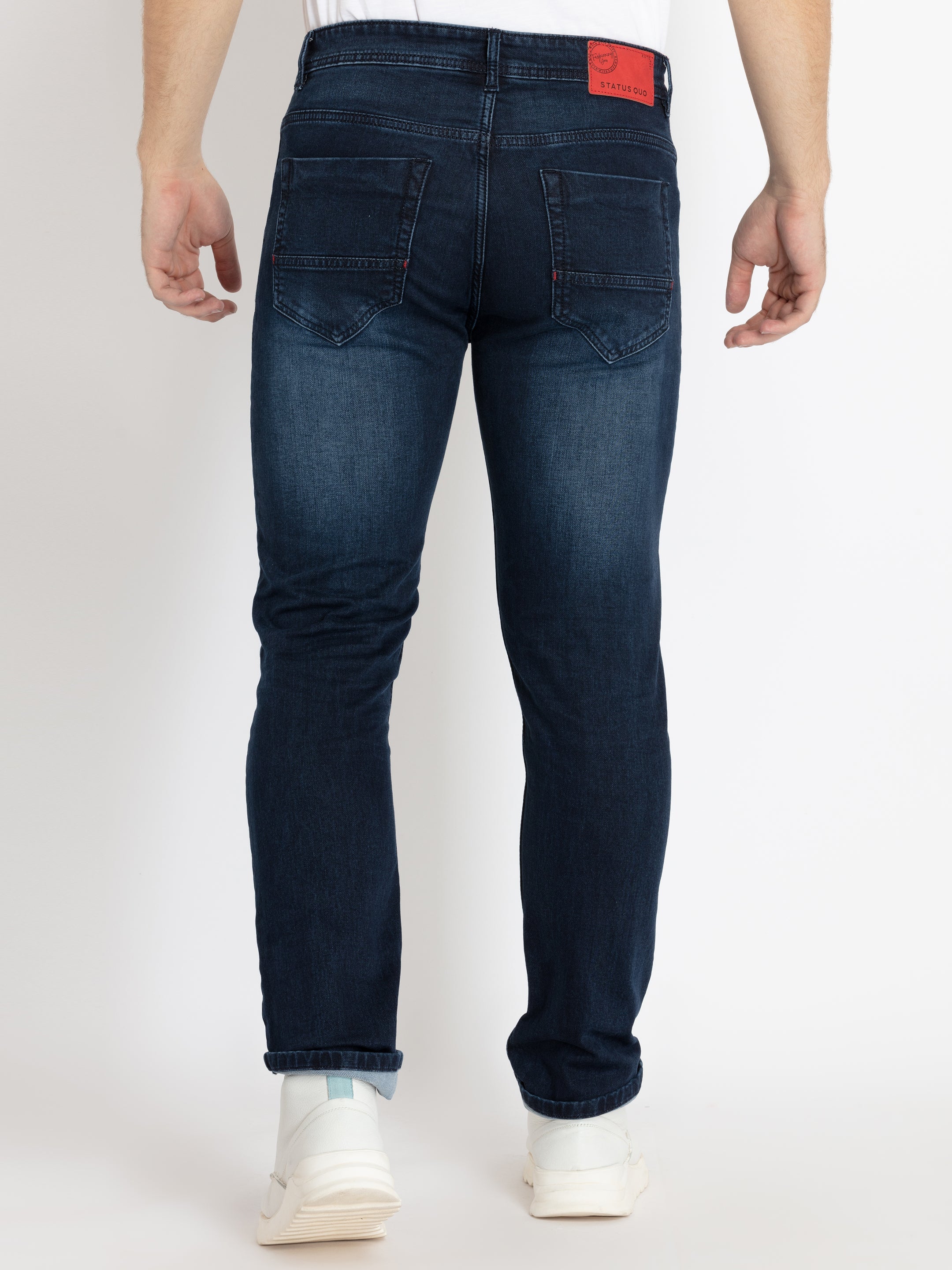 Mens Straight Slim Fit Dark Washed Denim