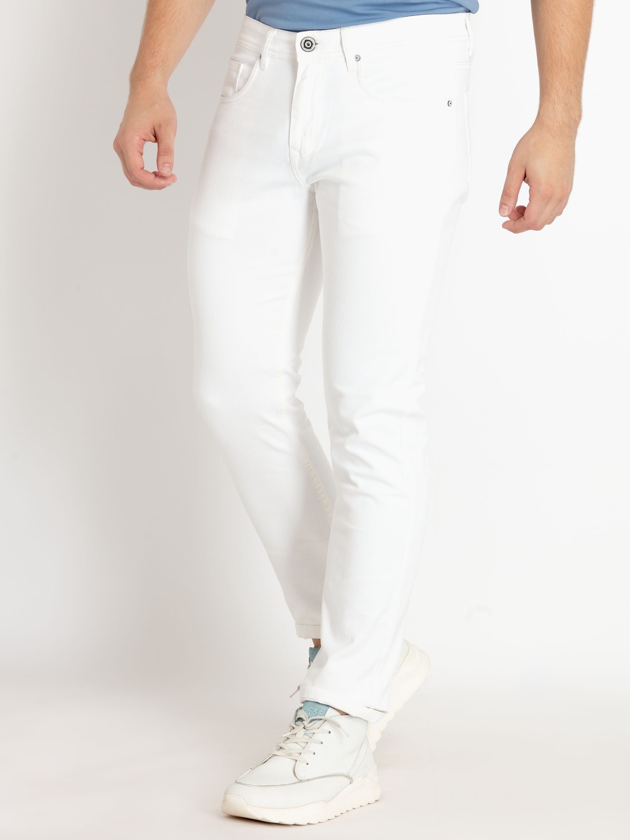Mens Straight Slim Fit Mid Rise Denim