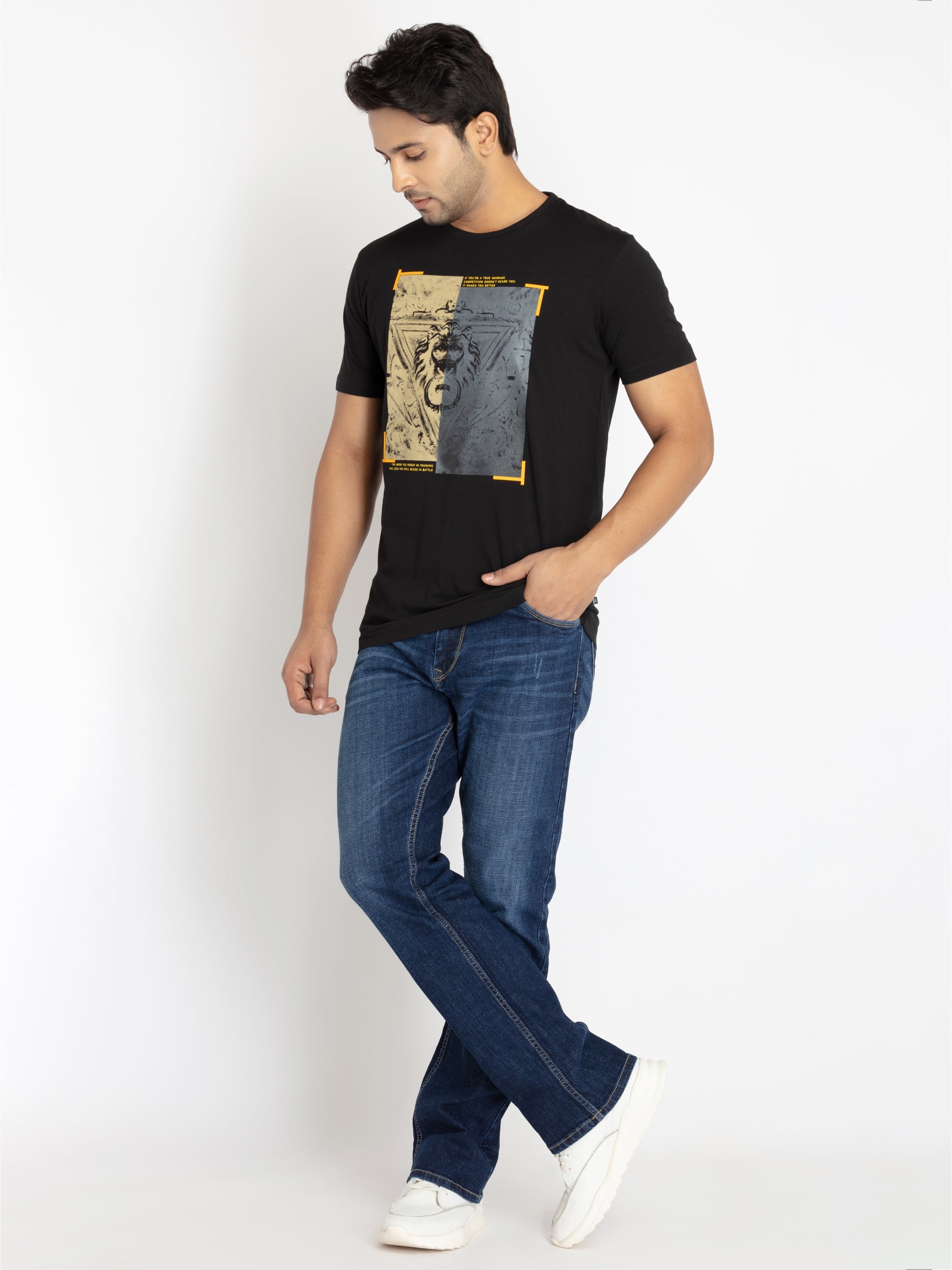 Mens Boot Cut Fit Light Washed Denim