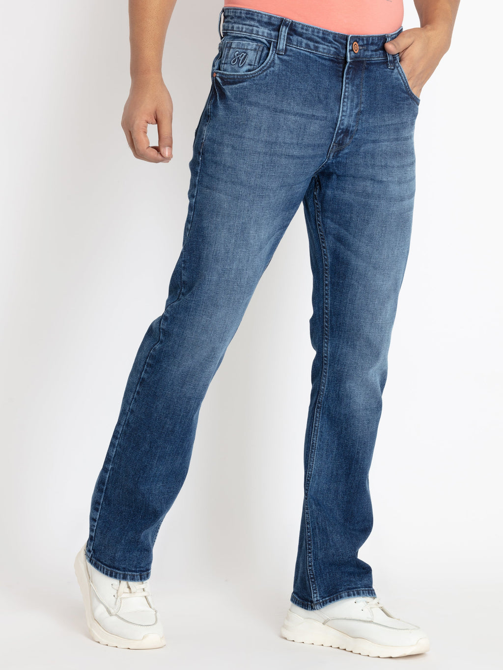 Mens Boot Cut Fit Light Washed Denim