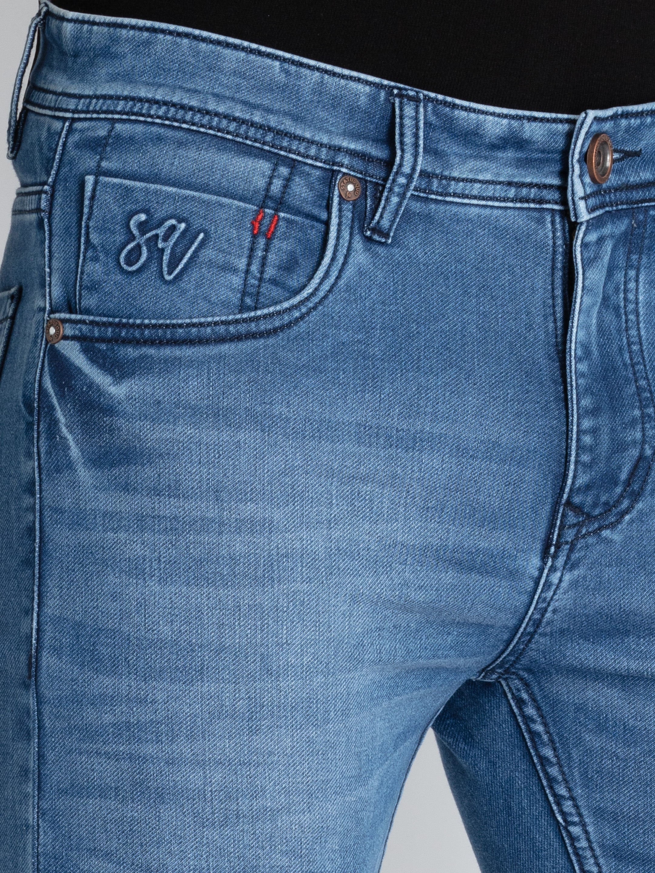 Men's Light Washed Slim Fit Denim