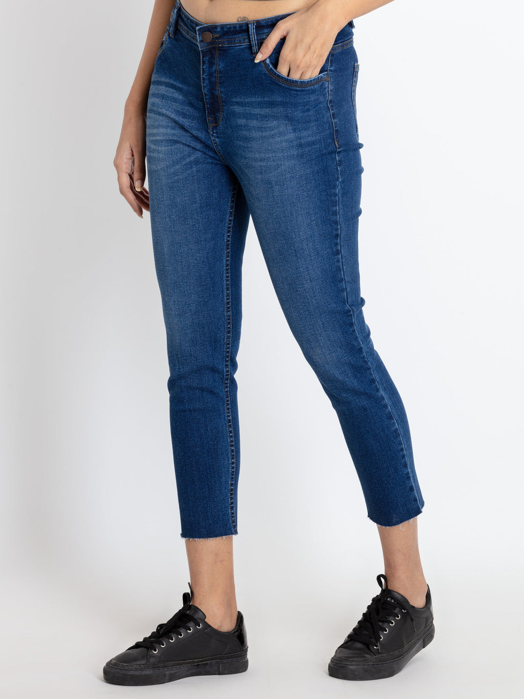 Womens Mid Rise Skinny Fit Denim