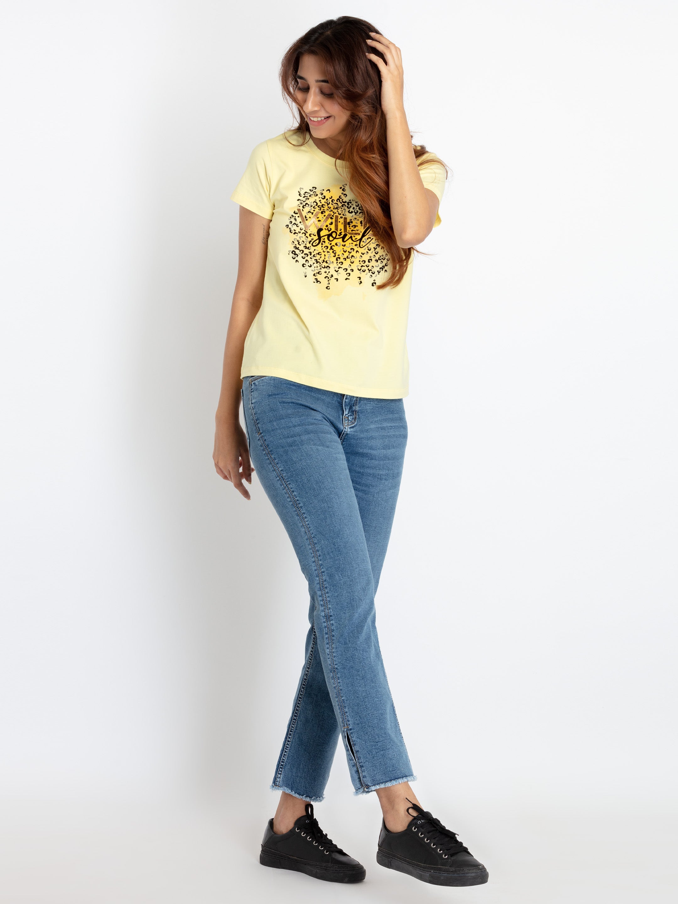 Womens Mid Rise Straight Fit Denim