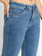 Womens Mid Rise Straight Fit Denim