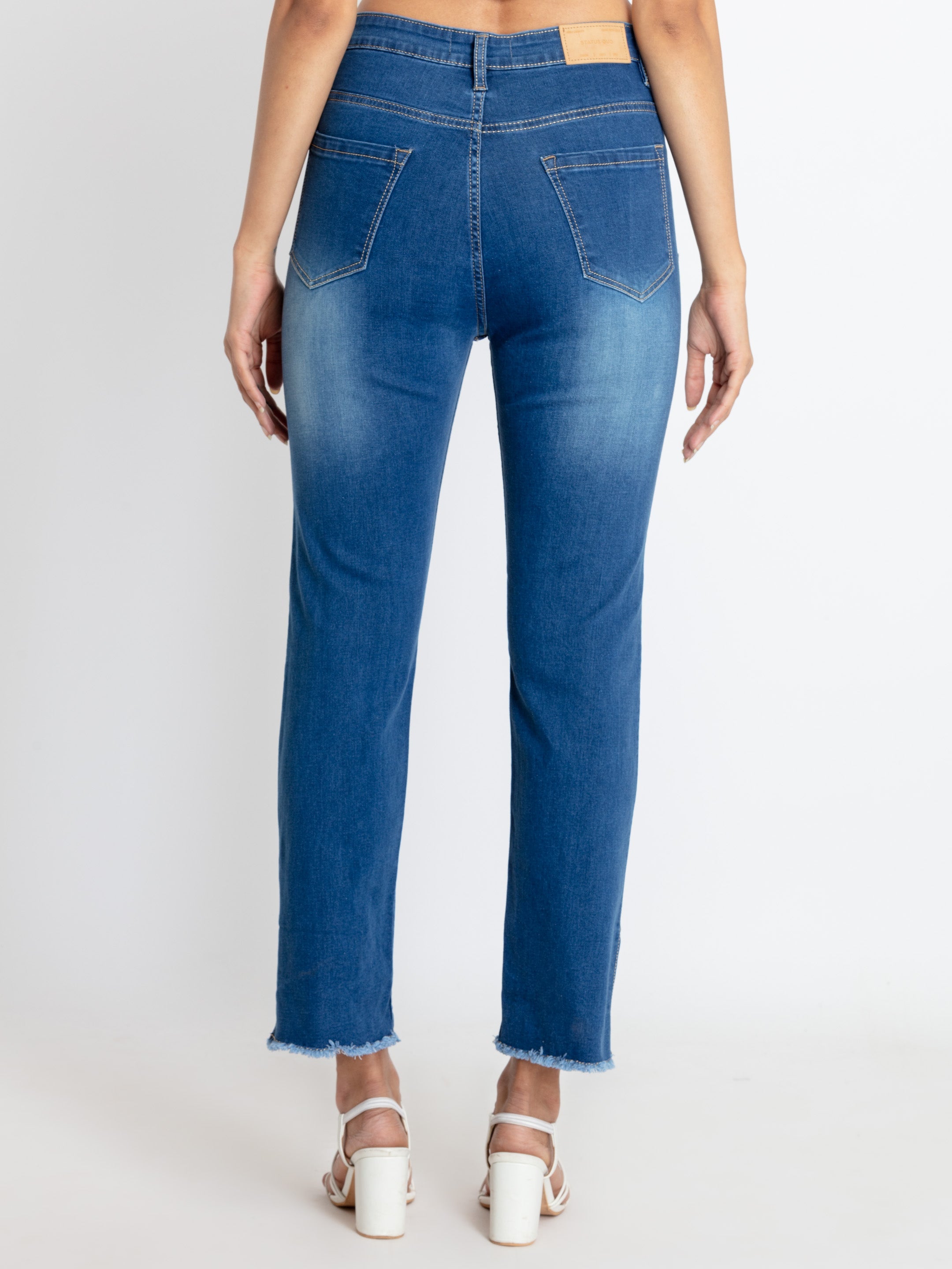 Womens Mid Rise Straight Fit Denim
