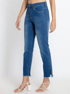 Womens Mid Rise Straight Fit Denim