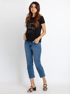 Womens Mid Rise Straight Fit Denim