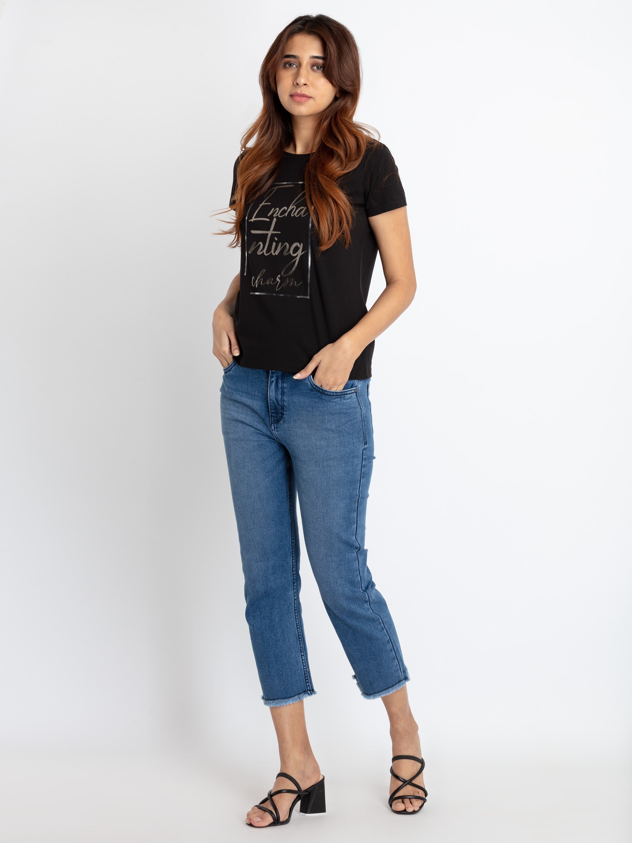 Womens Mid Rise Straight Fit Denim