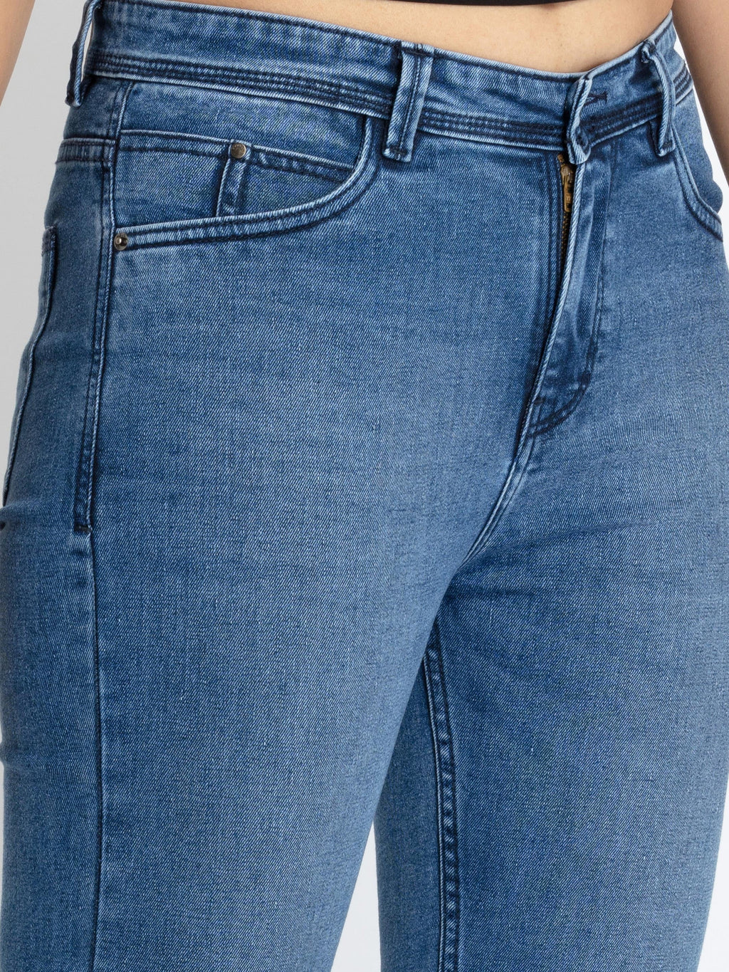 Womens Mid Rise Straight Fit Denim
