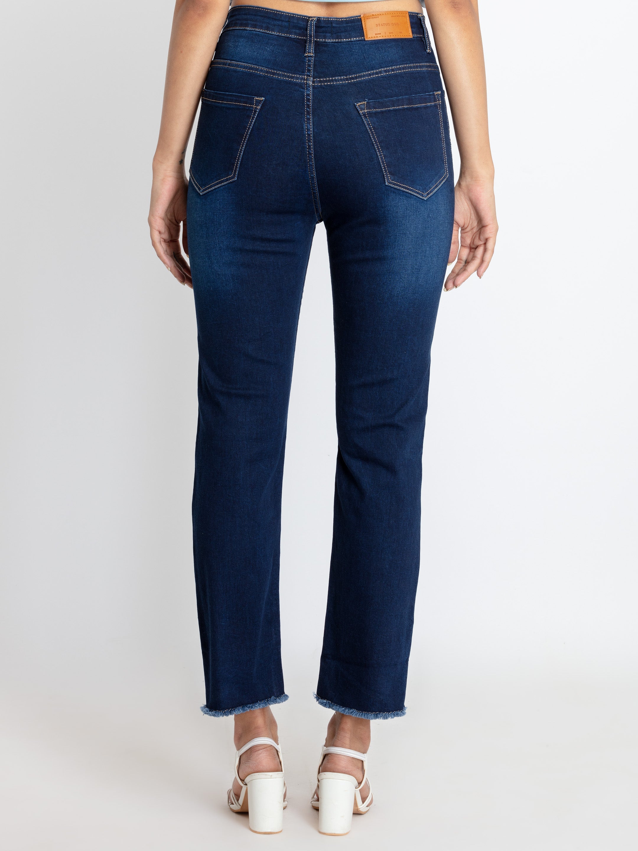 Womens Mid Rise Straight Fit Denim