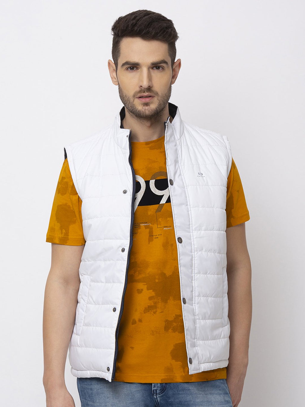 Status Quo |WHITE/NAVY High Neck Jacket - M, L, XL, XXL