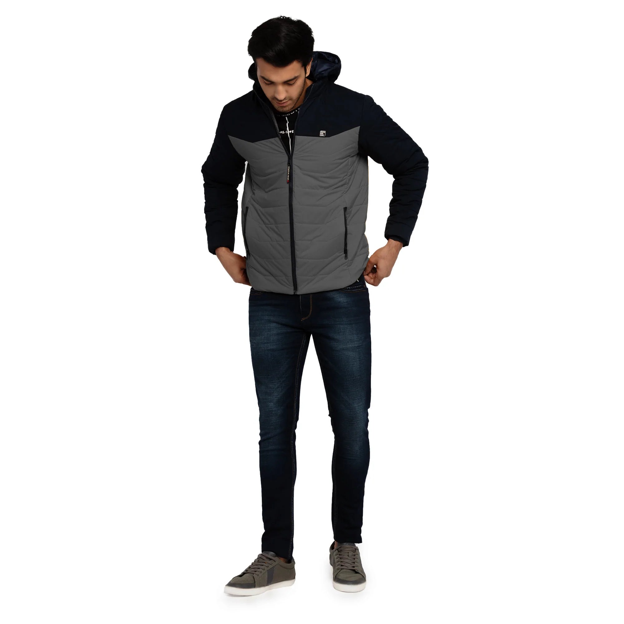 Mens Colour Blocking Quilted Jacket