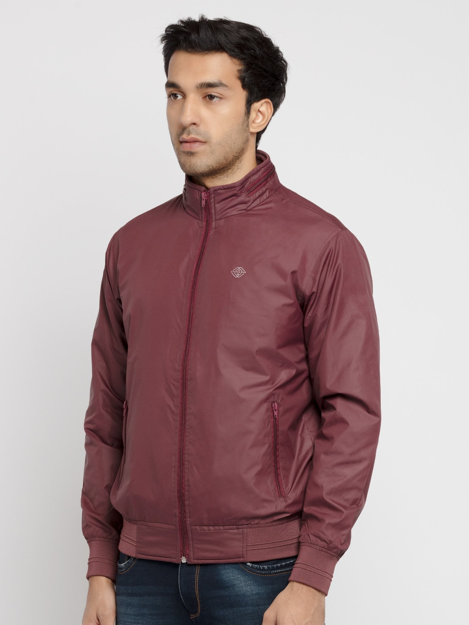 Mens Solid High Neck Lightweight Jacket Secondary image