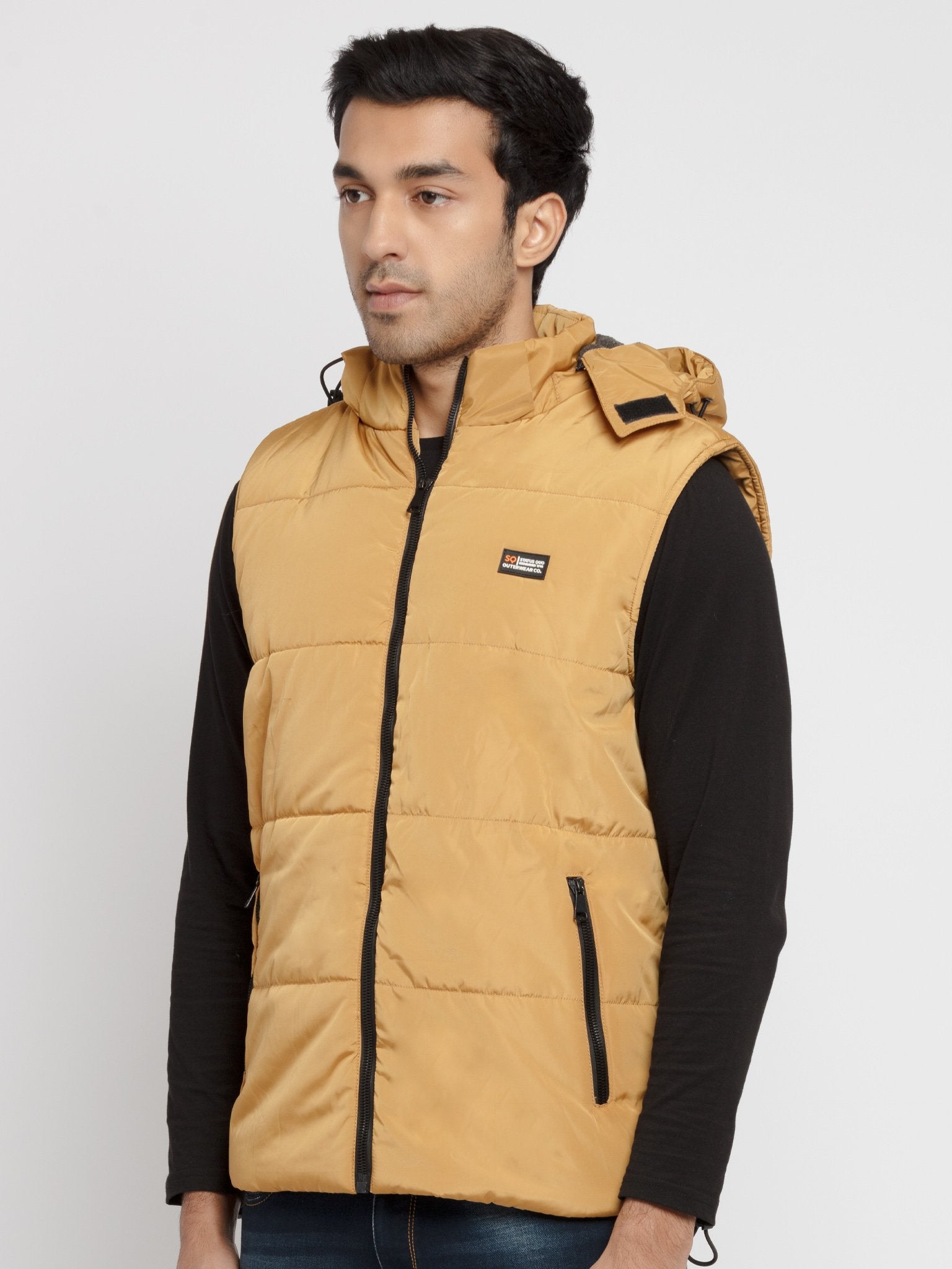 Buy Mustard Solid Quilted Half Jacket for Men Status Quo
