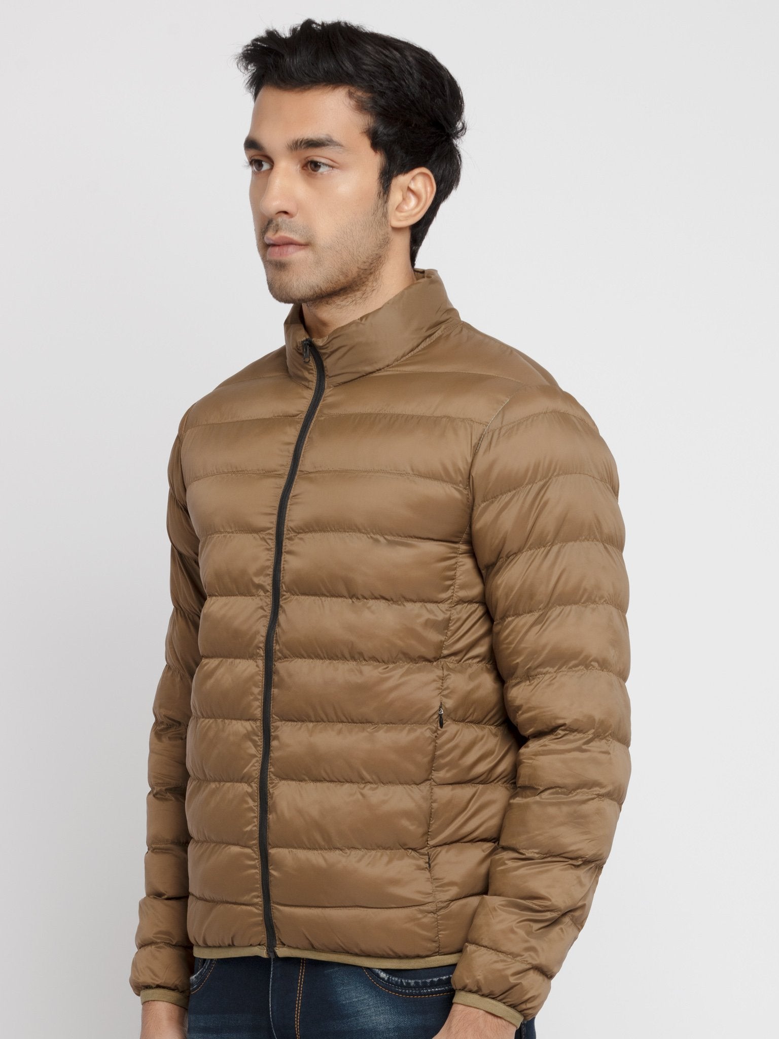 Mens Solid Quilted Jacket With Pouch Secondary image