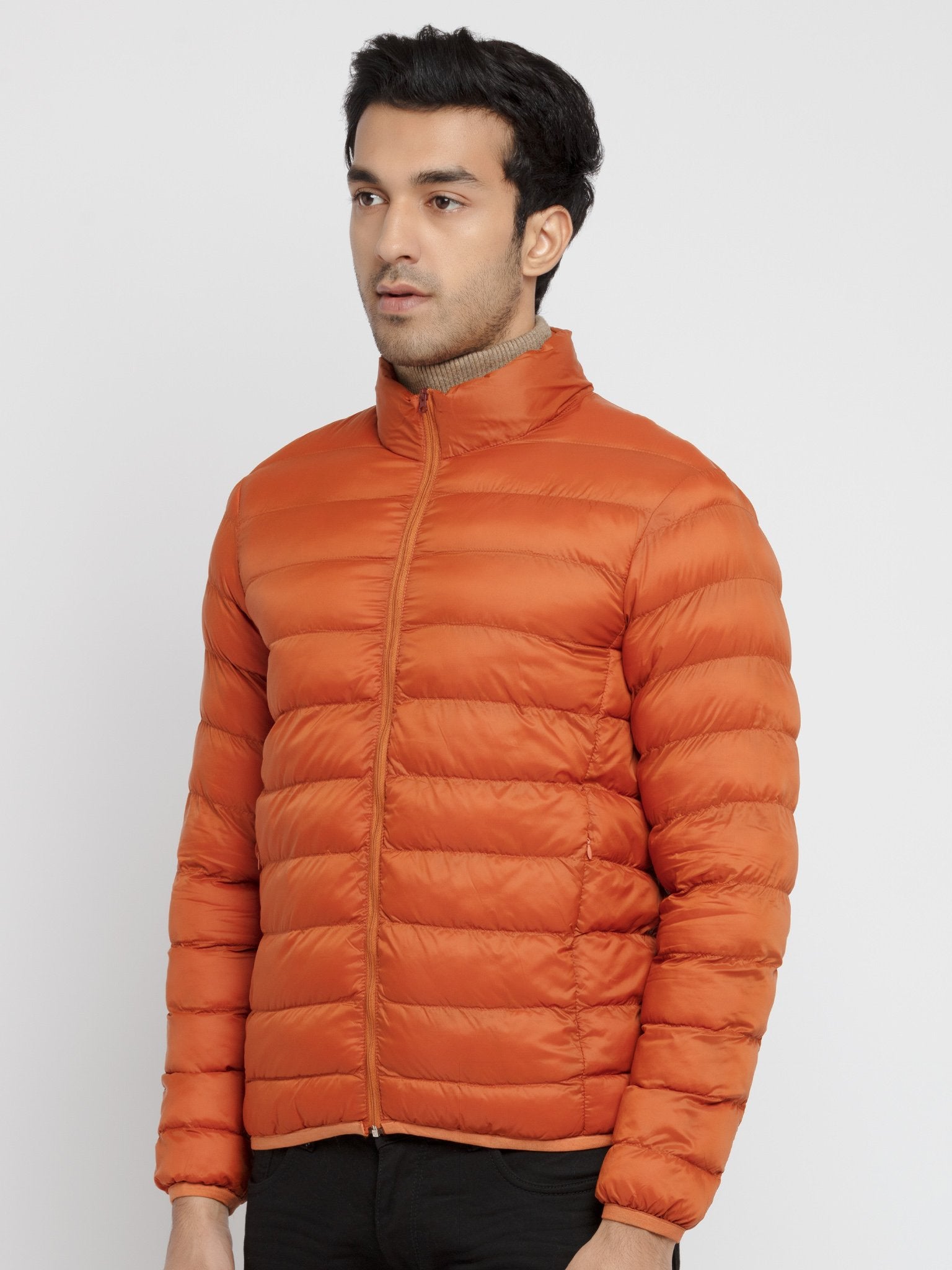 Mens Solid Quilted Jacket With Pouch Secondary image