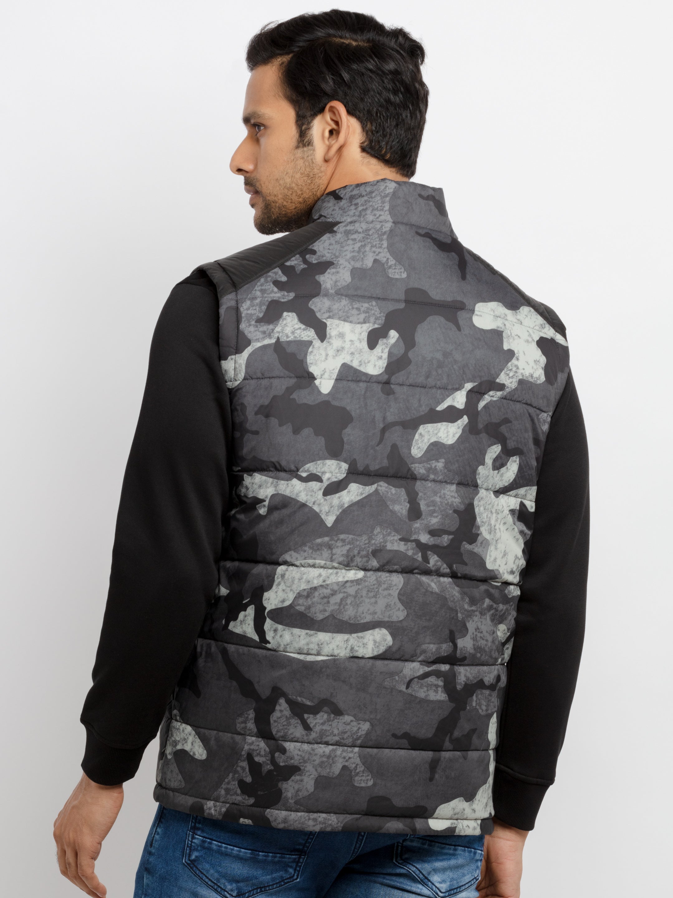 Buy Charcoal Camo Sleeveless Jacket for Plus Size