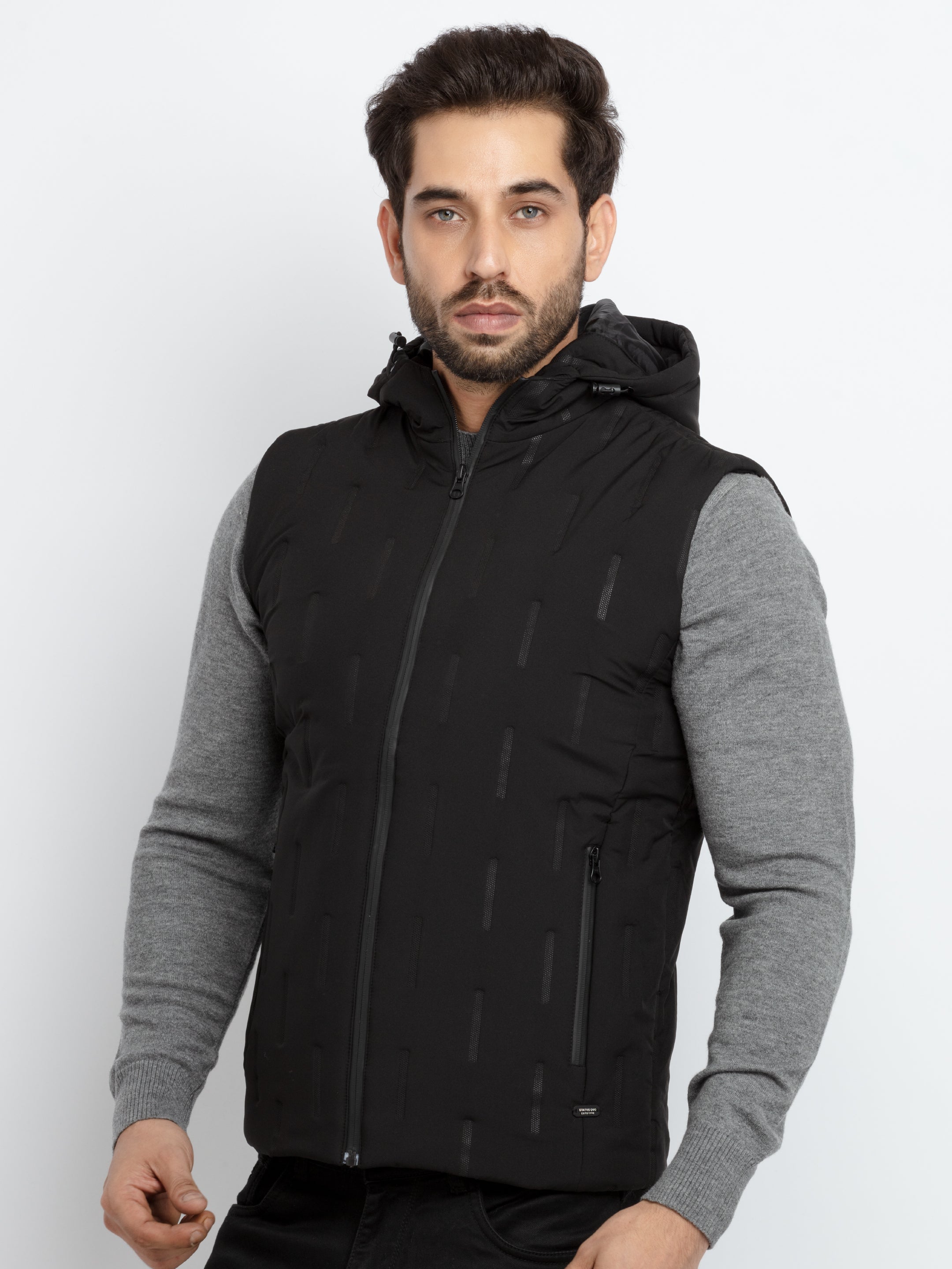 Mens Quilted Hooded Sleeveless Jacket