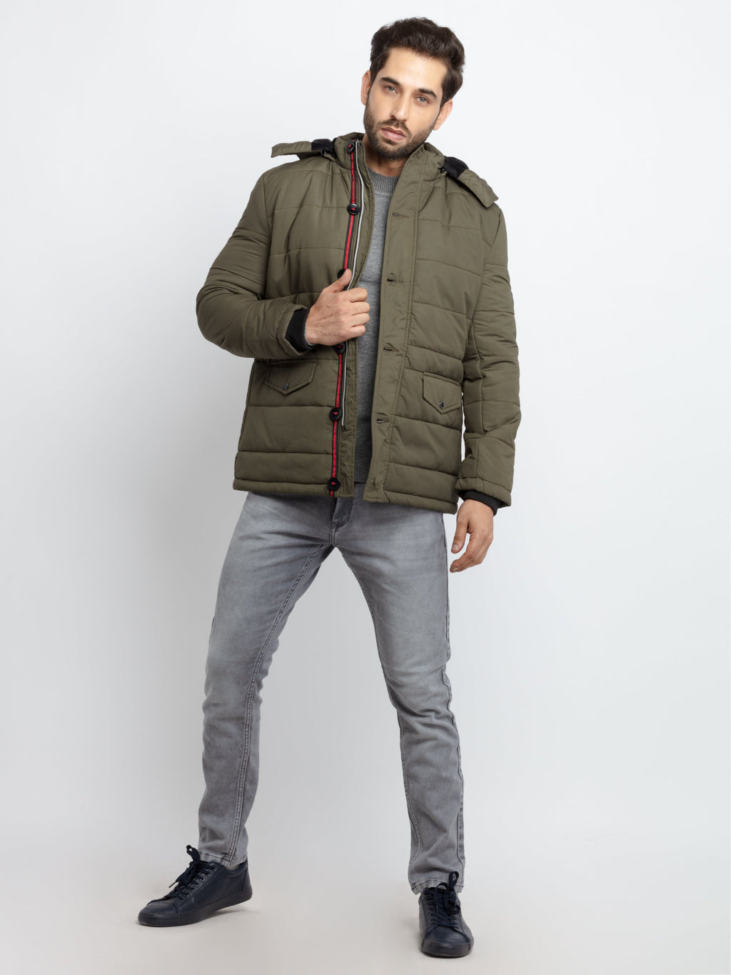 Mens Quilted Hooded Jacket