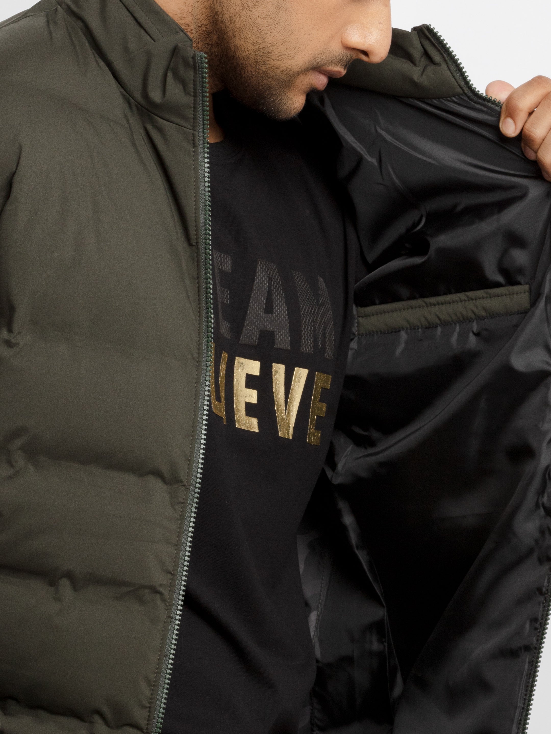 Mens Quilted  High Neck Jacket