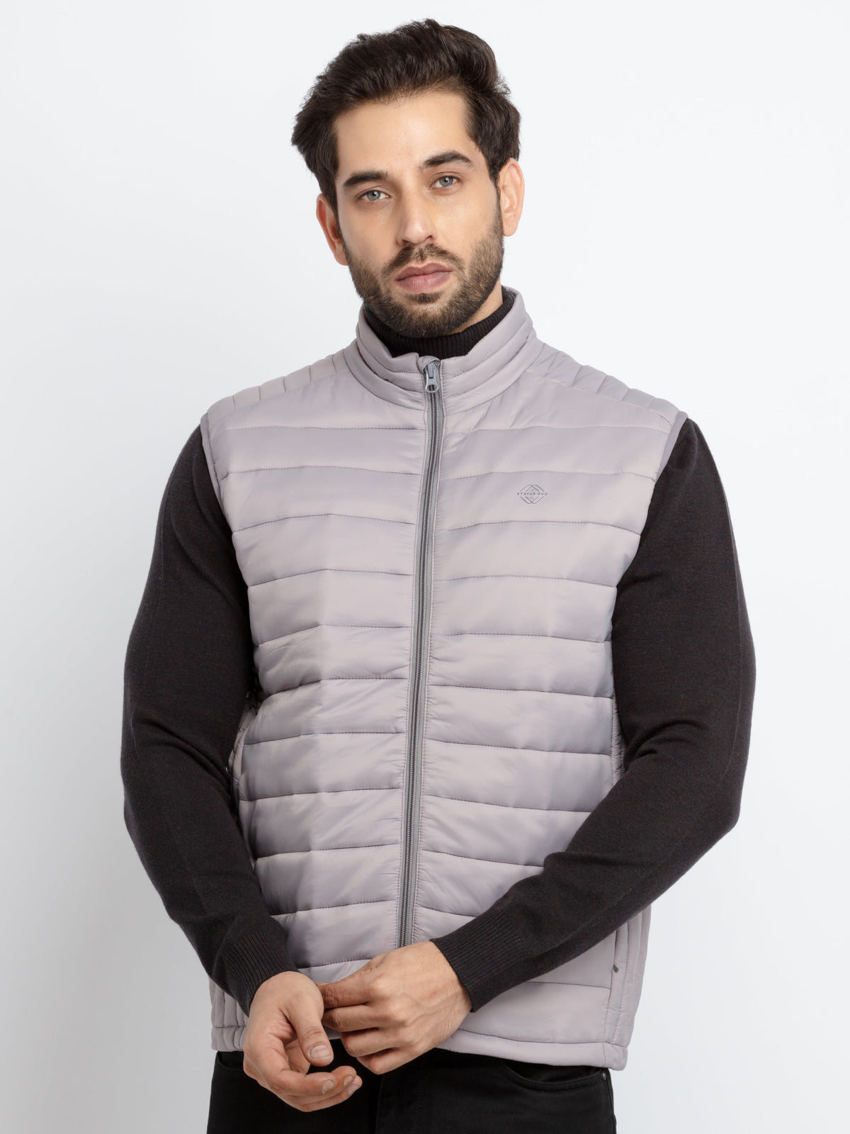 Mens Quilted High Neck Sleeveless Jacket 3XL Grey JKT-22797(S/L)-Grey