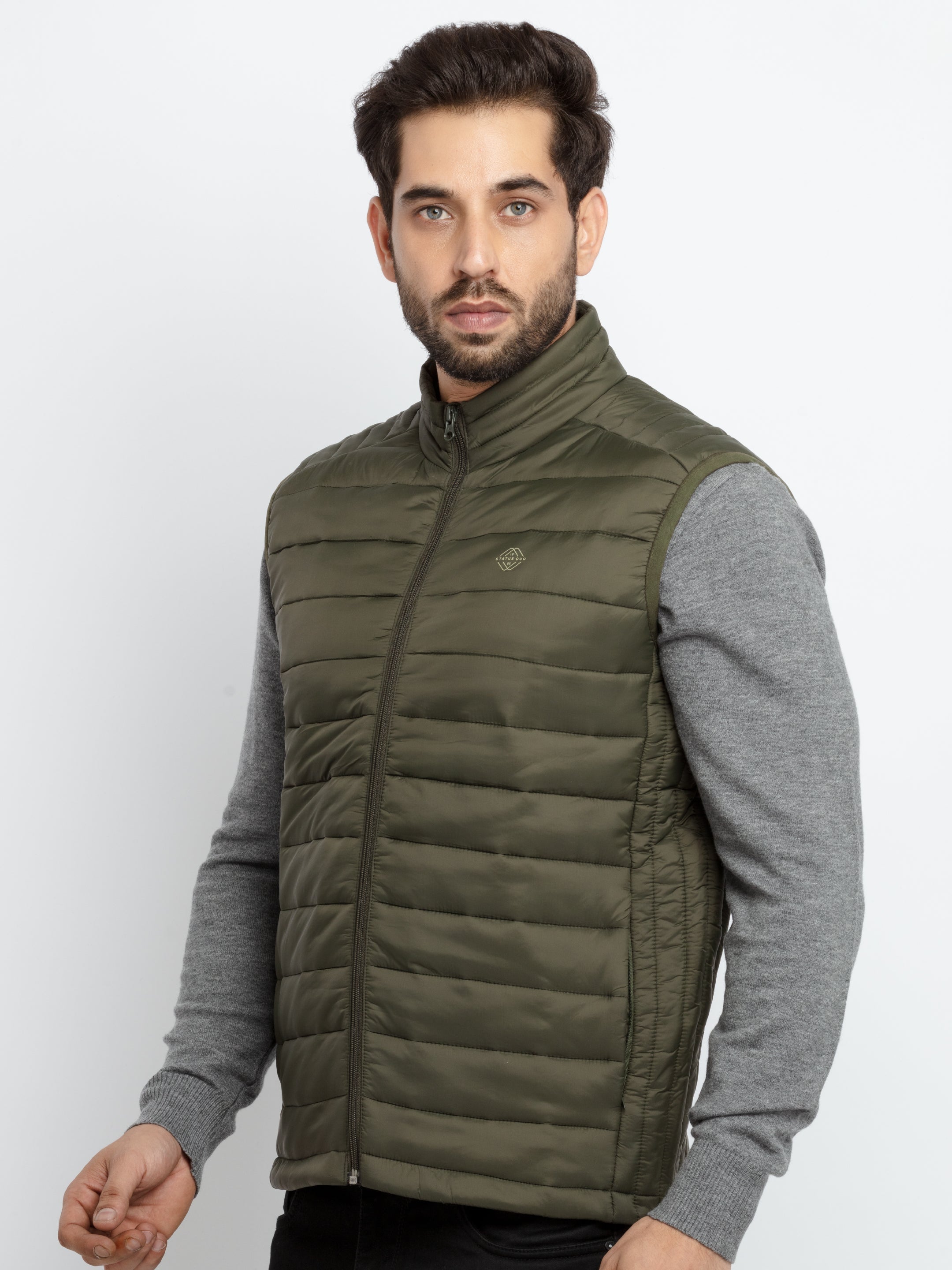 Mens Quilted High Neck Sleeveless Jacket