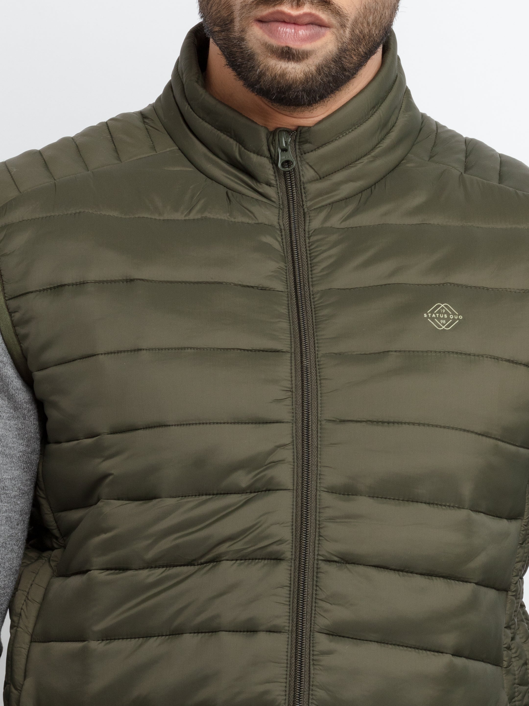 Mens Quilted High Neck Sleeveless Jacket