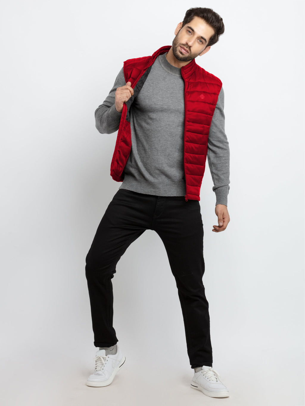 Mens Quilted High Neck Sleeveless Jacket