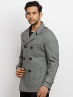 Mens Knitted Collar Neck Long Overcoat