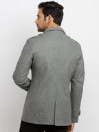 Mens Knitted Collar Neck Long Overcoat