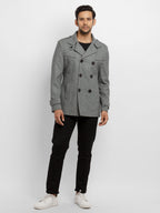 Mens Knitted Collar Neck Long Overcoat