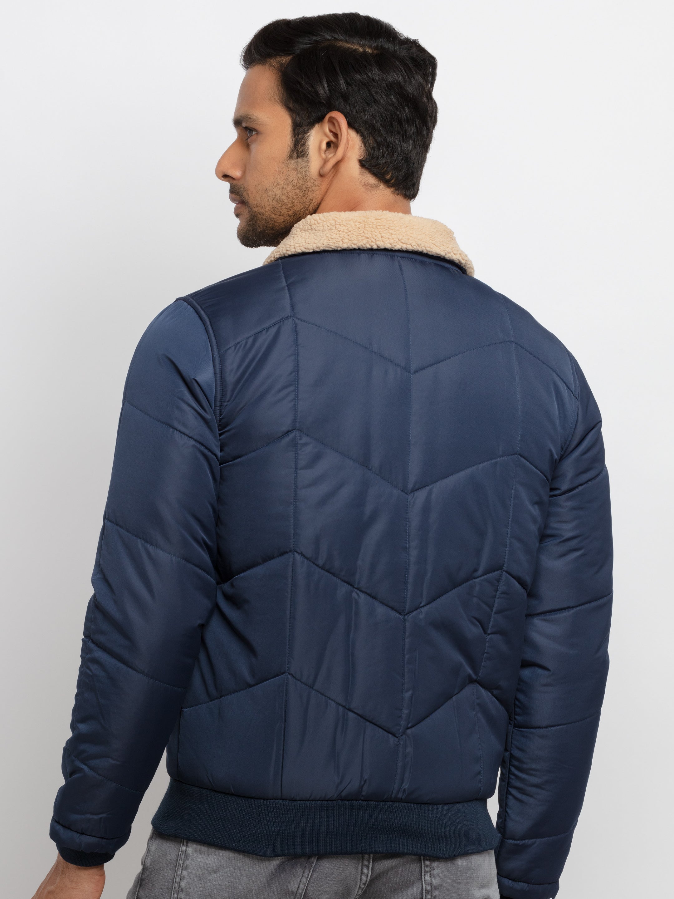 Mens Quilted Collar Neck Jacket
