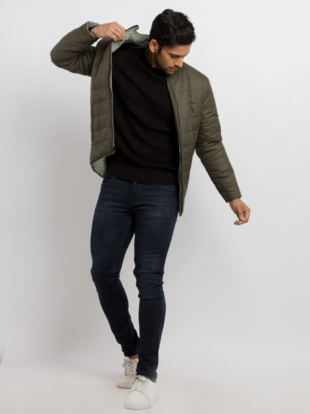 Mens Quilted Reversible High Neck Jacket