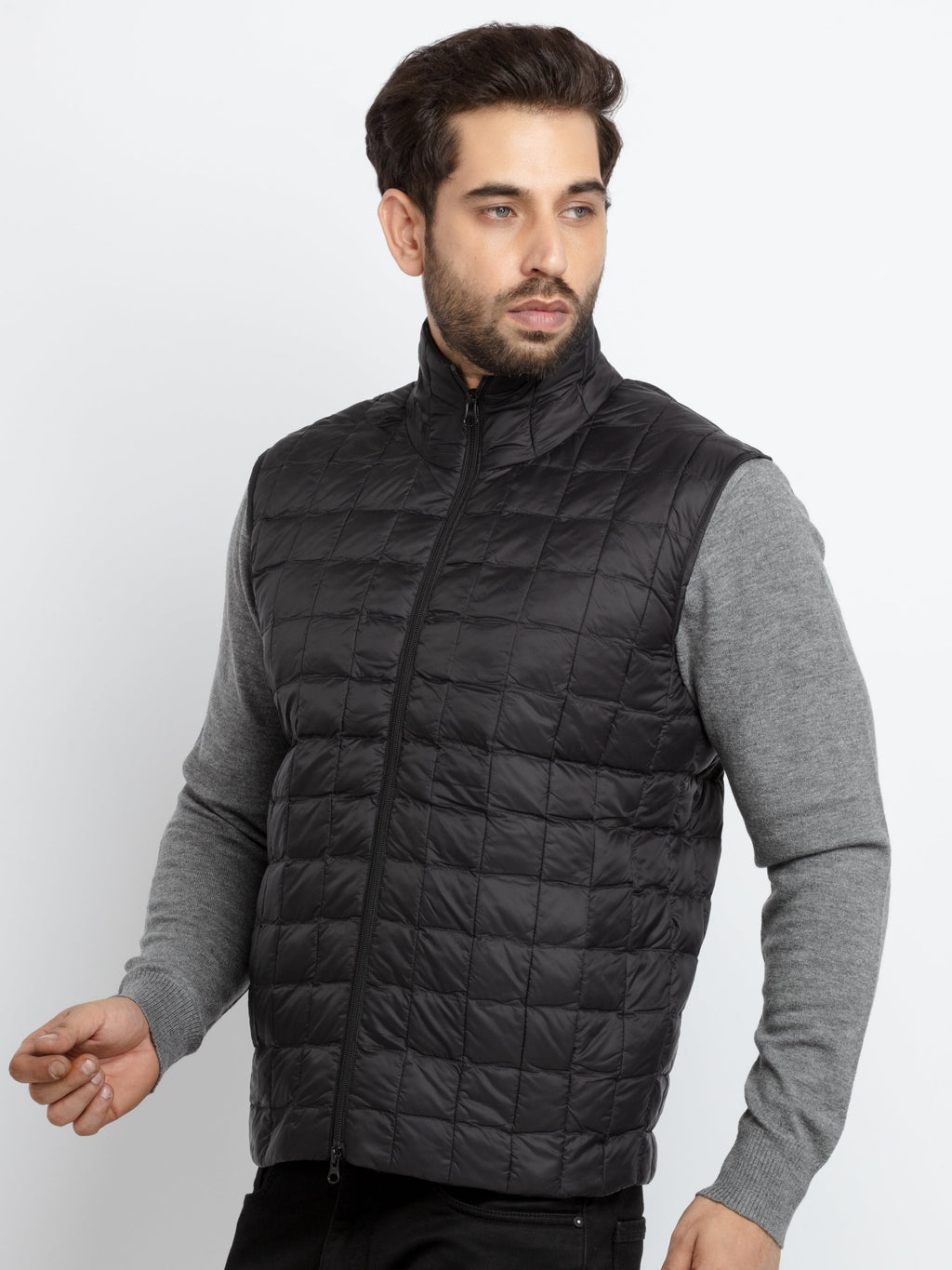 Mens Quilted High Neck Sleeveless Jacket