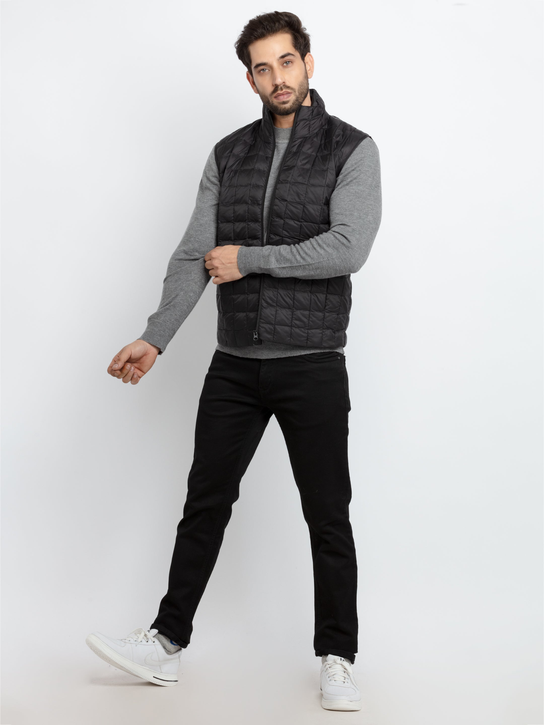 Mens Quilted High Neck Sleeveless Jacket