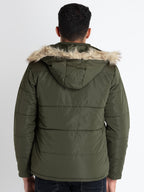 Mens Quilted Puffer Jacket With Detachable Hood