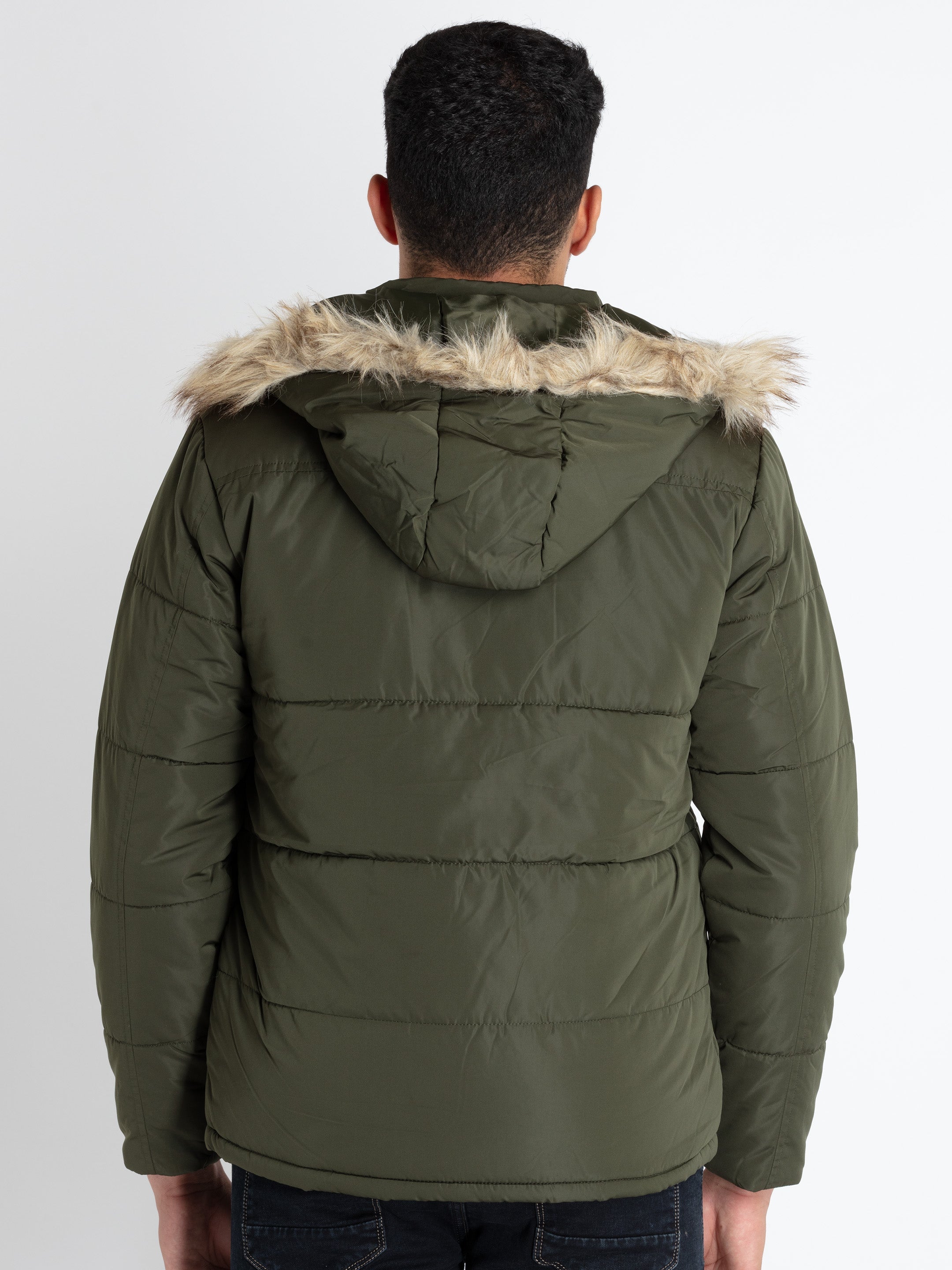 Mens Quilted Puffer Jacket With Detachable Hood