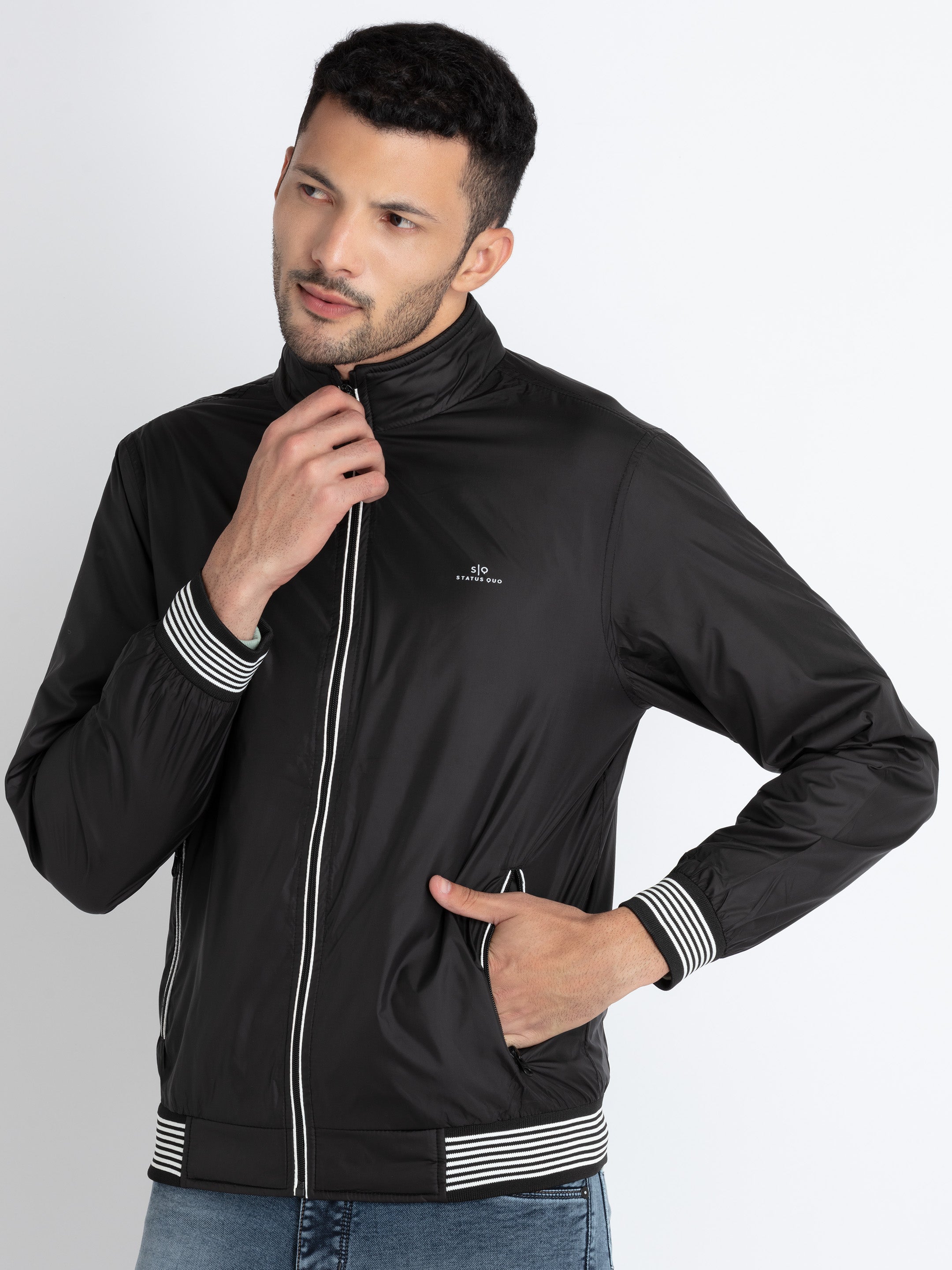 Men's Solid High Neck Lightweight Jacket Secondary image