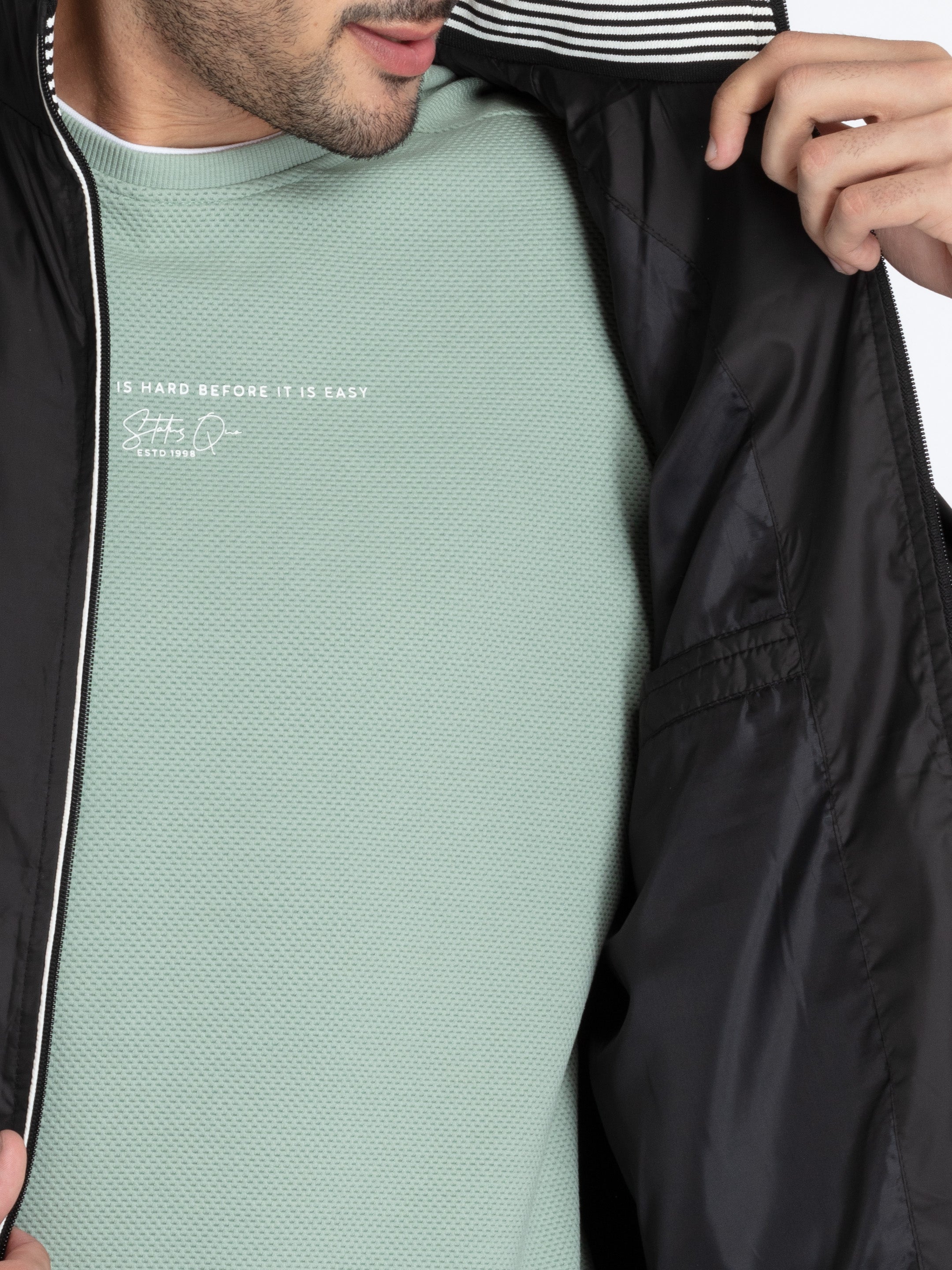 Men's Solid High Neck Lightweight Jacket