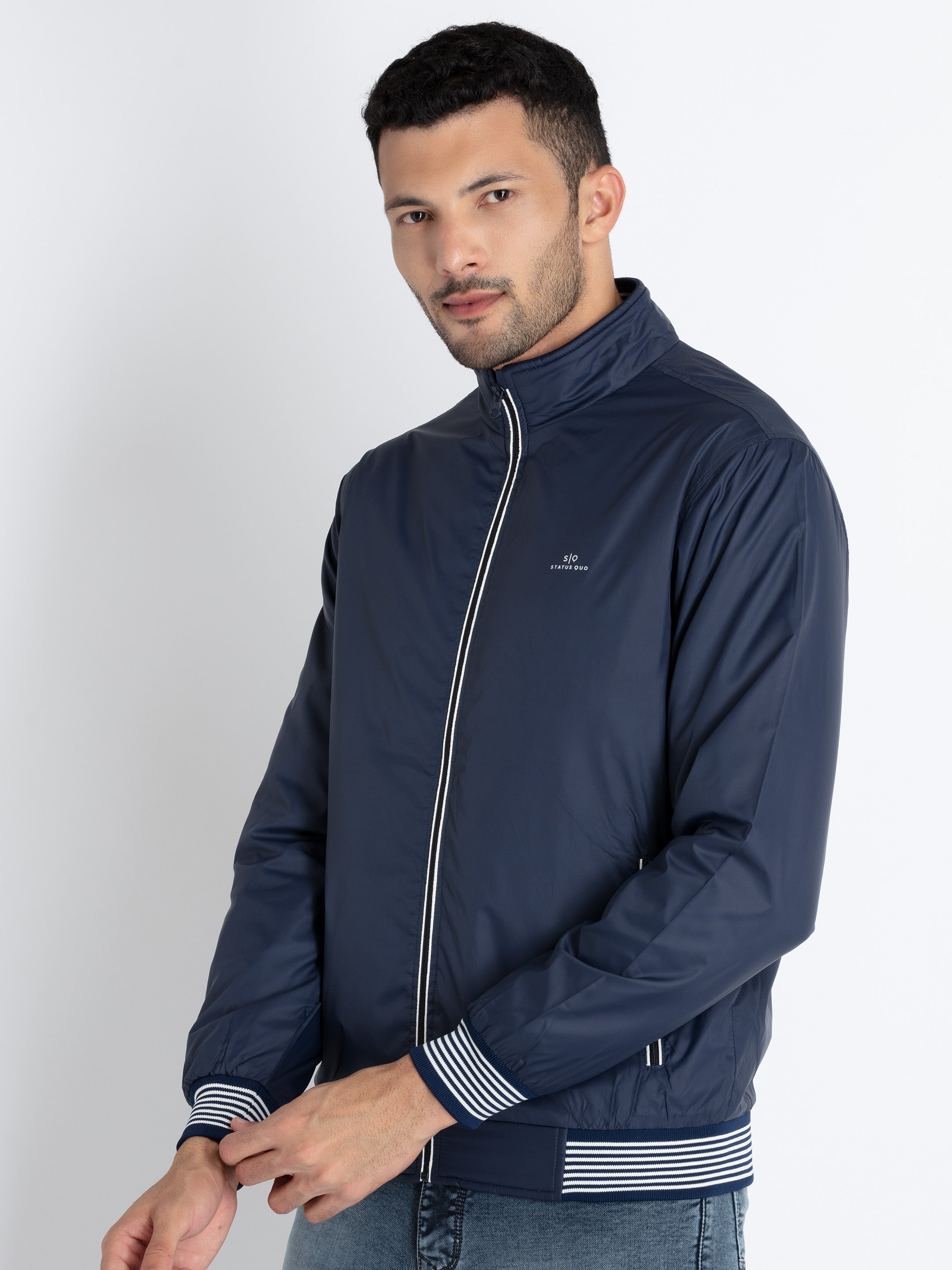 Mens Solid High Neck Lightweight Jacket Secondary image