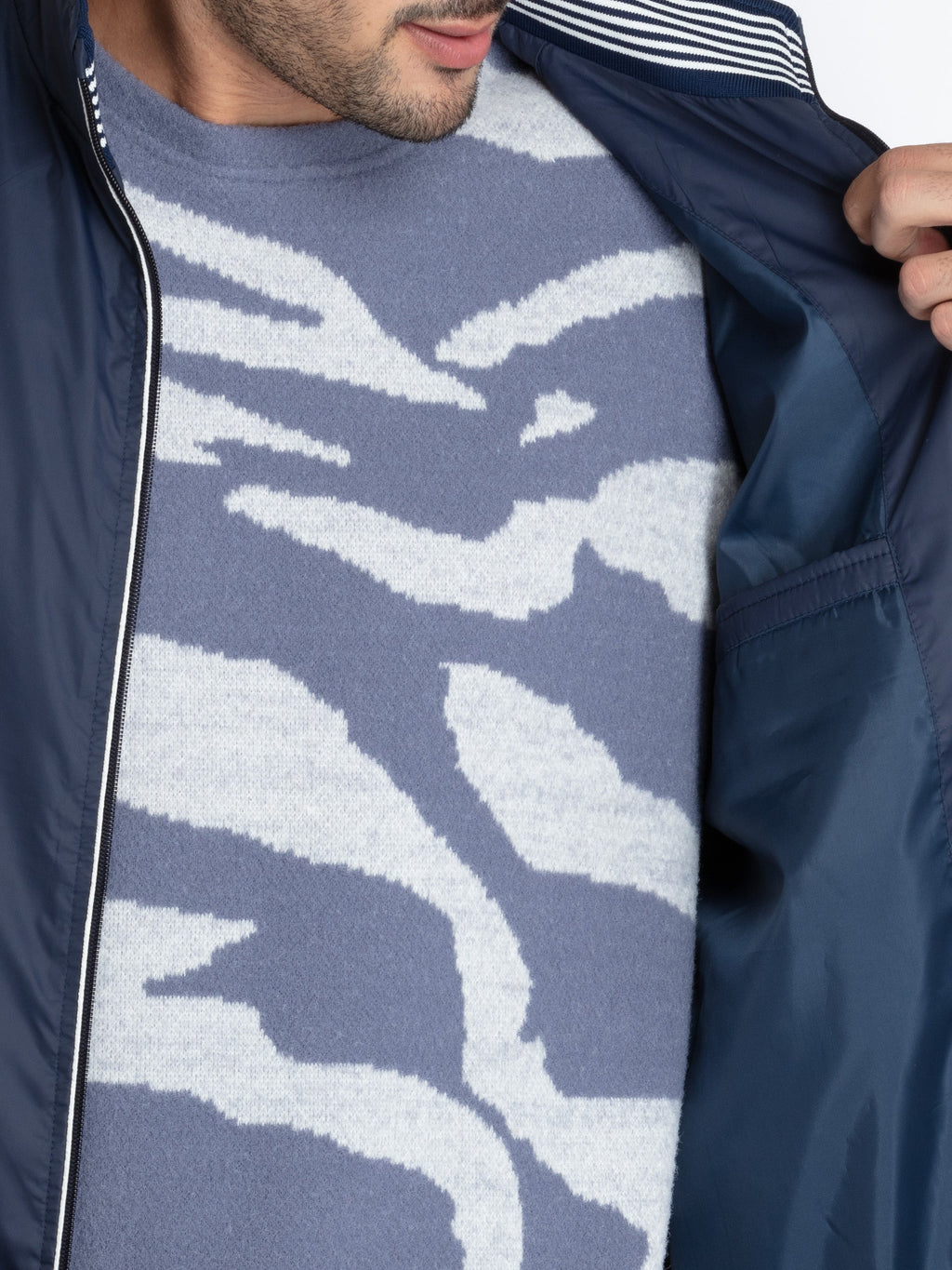 Mens Solid High Neck Lightweight Jacket