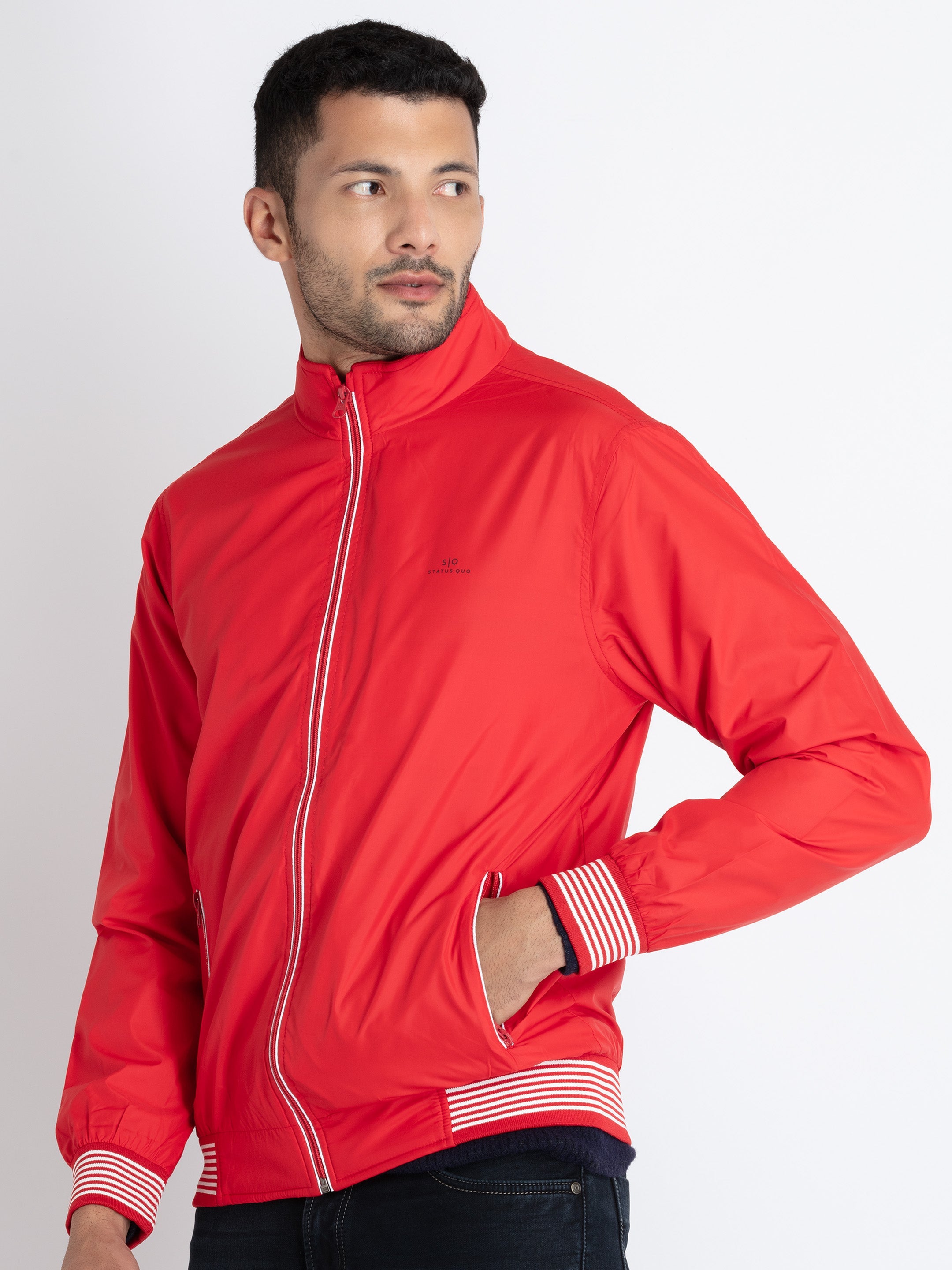 Mens Solid High Neck Lightweight Jacket Secondary image