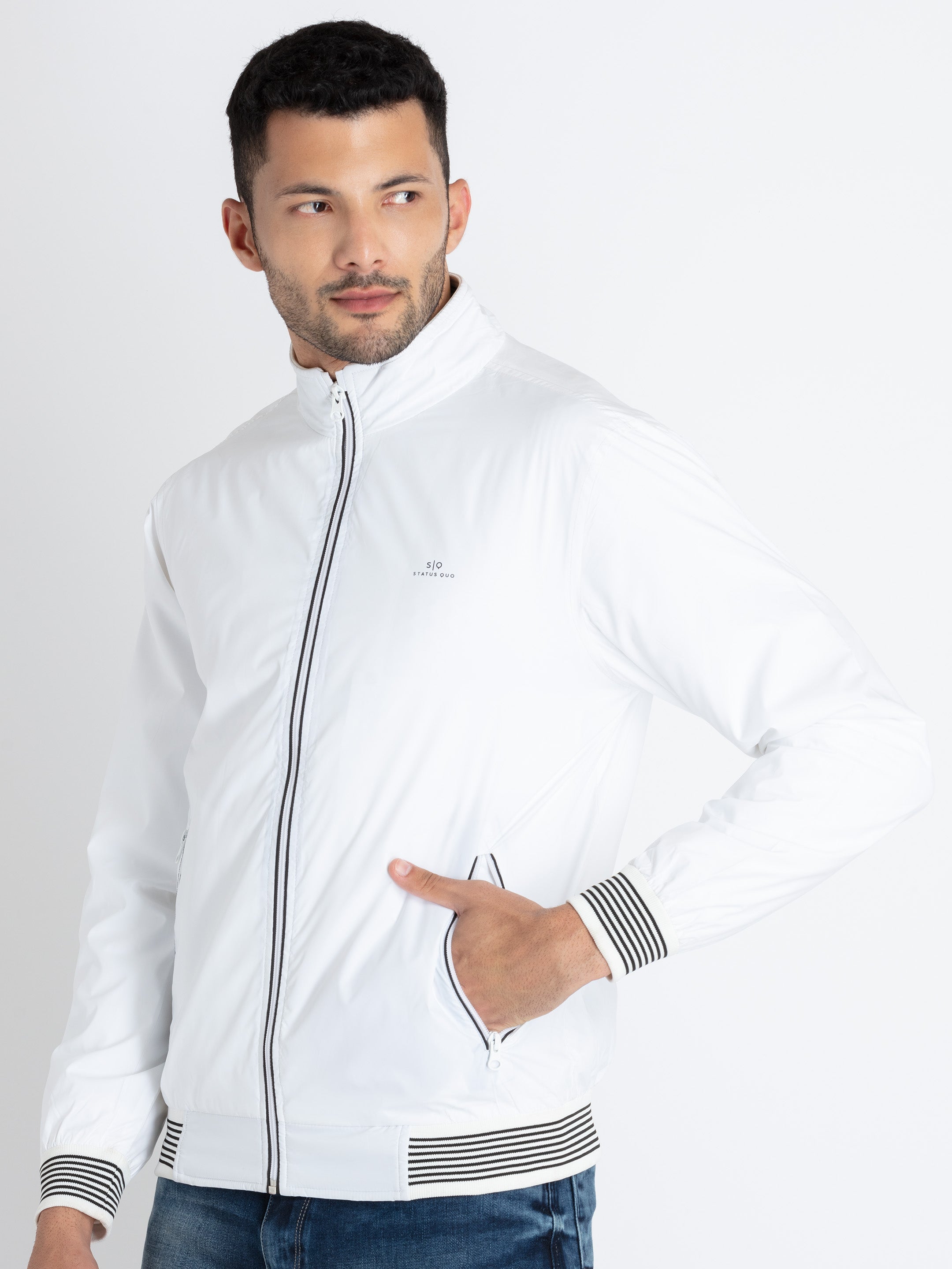 Mens Solid High Neck Lightweight Jacket Secondary image