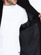 Mens Solid High Neck Long Coat