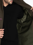 Mens Solid High Neck Long Coat