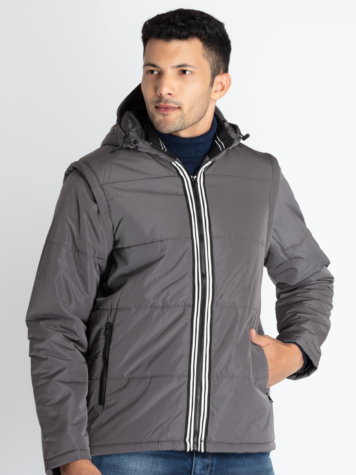 Burberry Puffer Jacket With Removable Sleeves in Blue for Men | Lyst