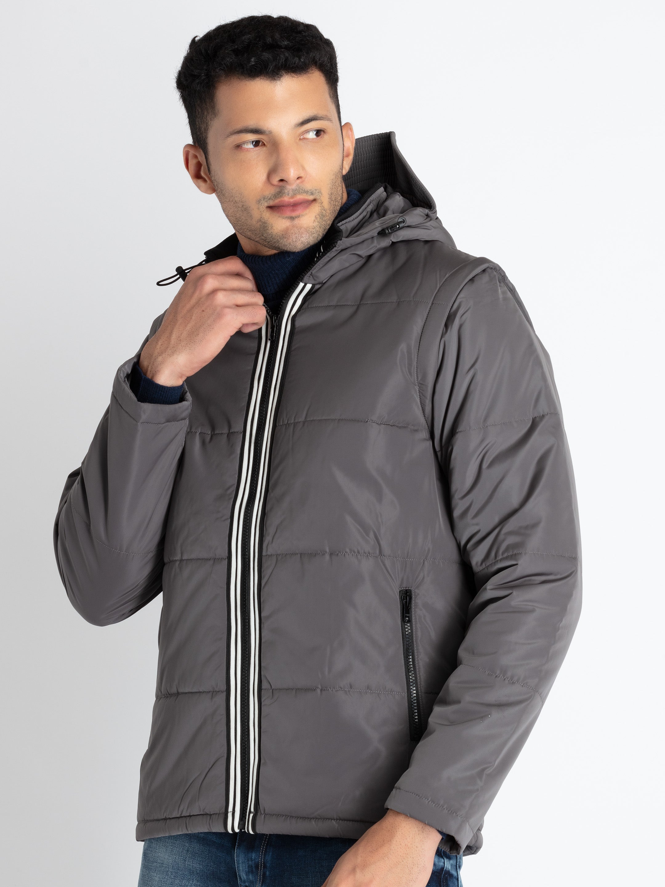 Mens Solid Jacket With Detachable Sleeves Secondary image